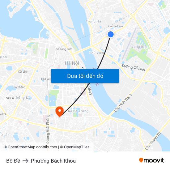 Bồ Đề to Phường Bách Khoa map