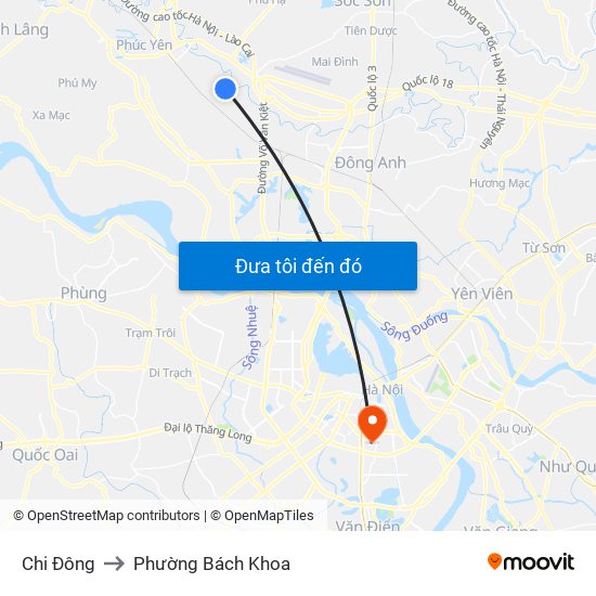 Chi Đông to Phường Bách Khoa map