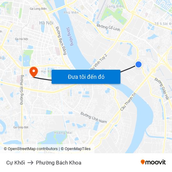 Cự Khối to Phường Bách Khoa map