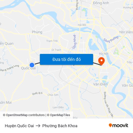 Huyện Quốc Oai to Phường Bách Khoa map