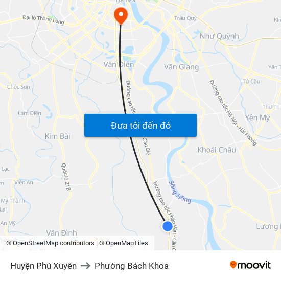 Huyện Phú Xuyên to Phường Bách Khoa map