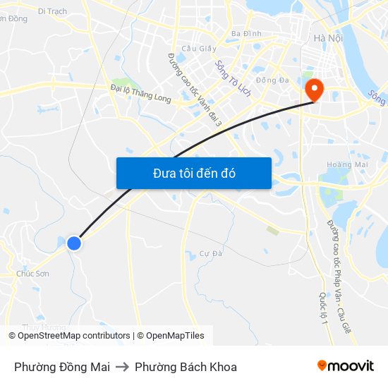 Phường Đồng Mai to Phường Bách Khoa map