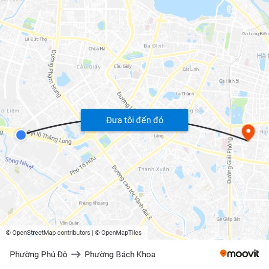 Phường Phú Đô to Phường Bách Khoa map