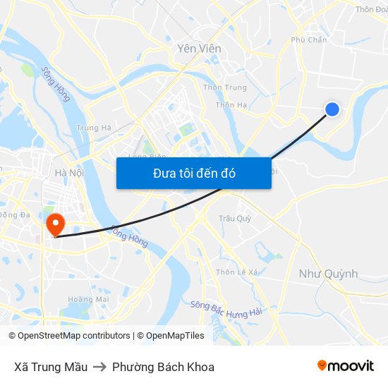 Xã Trung Mầu to Phường Bách Khoa map