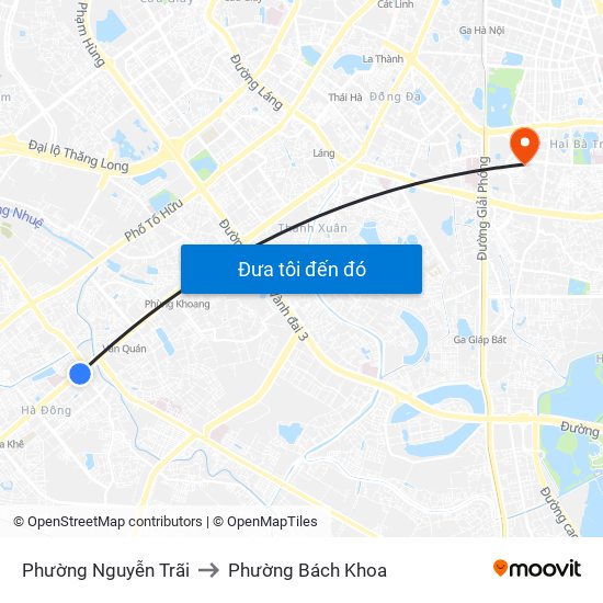 Phường Nguyễn Trãi to Phường Bách Khoa map
