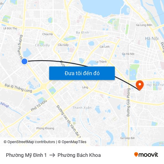 Phường Mỹ Đình 1 to Phường Bách Khoa map