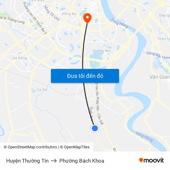 Huyện Thường Tín to Phường Bách Khoa map