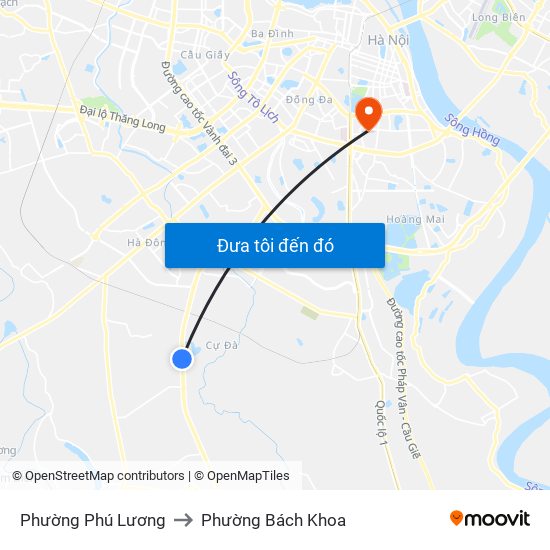 Phường Phú Lương to Phường Bách Khoa map