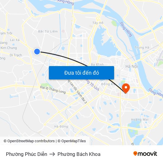 Phường Phúc Diễn to Phường Bách Khoa map