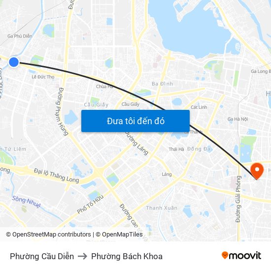 Phường Cầu Diễn to Phường Bách Khoa map