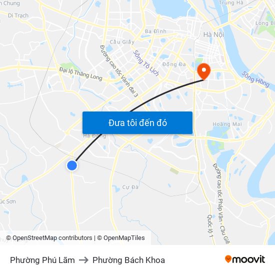 Phường Phú Lãm to Phường Bách Khoa map