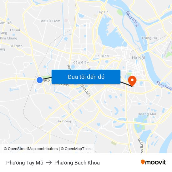 Phường Tây Mỗ to Phường Bách Khoa map