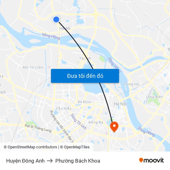 Huyện Đông Anh to Phường Bách Khoa map