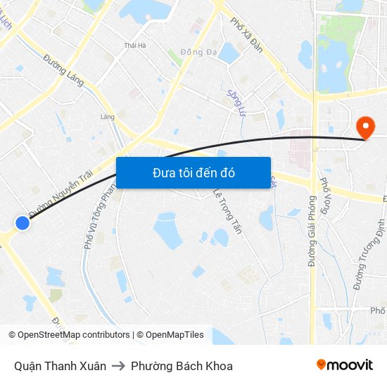 Quận Thanh Xuân to Phường Bách Khoa map