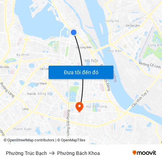 Phường Trúc Bạch to Phường Bách Khoa map
