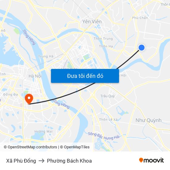 Xã Phù Đổng to Phường Bách Khoa map