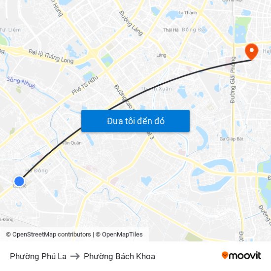 Phường Phú La to Phường Bách Khoa map