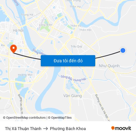 Thị Xã Thuận Thành to Phường Bách Khoa map