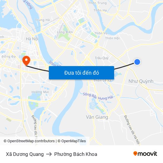 Xã Dương Quang to Phường Bách Khoa map