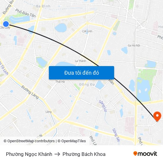 Phường Ngọc Khánh to Phường Bách Khoa map