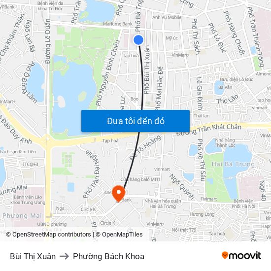 Bùi Thị Xuân to Phường Bách Khoa map