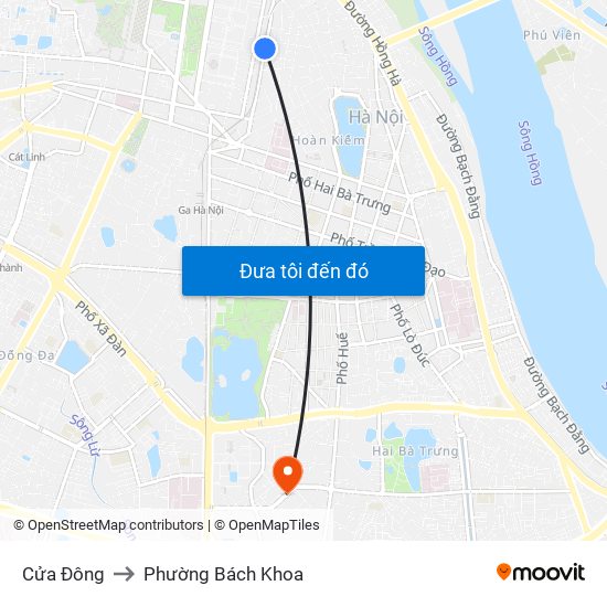 Cửa Đông to Phường Bách Khoa map