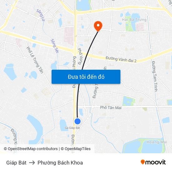 Giáp Bát to Phường Bách Khoa map