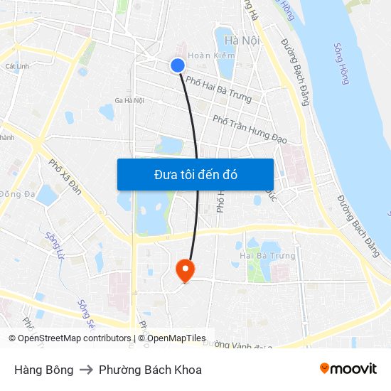 Hàng Bông to Phường Bách Khoa map