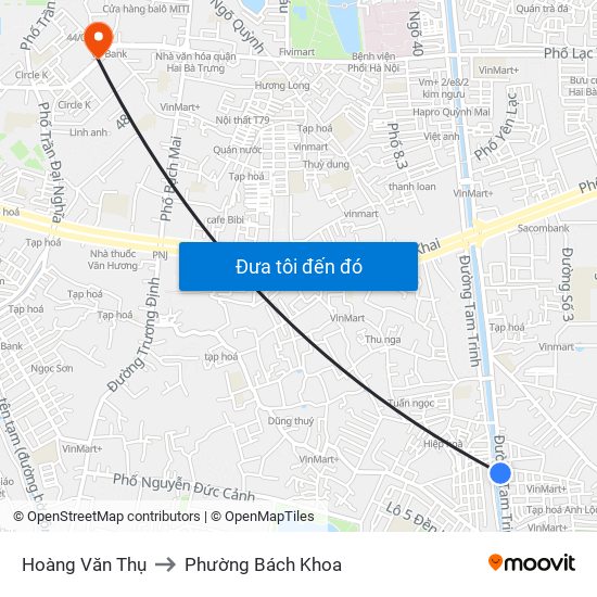 Hoàng Văn Thụ to Phường Bách Khoa map