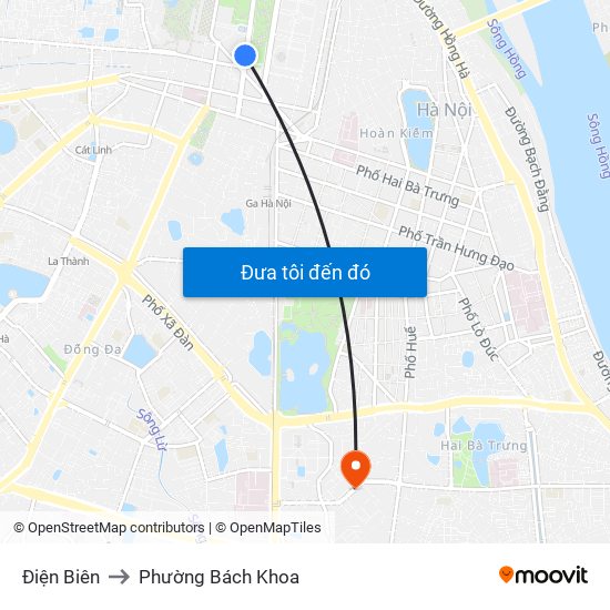 Điện Biên to Phường Bách Khoa map