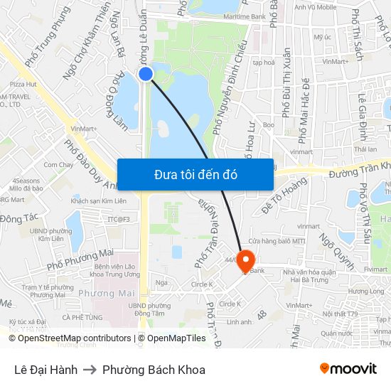 Lê Đại Hành to Phường Bách Khoa map