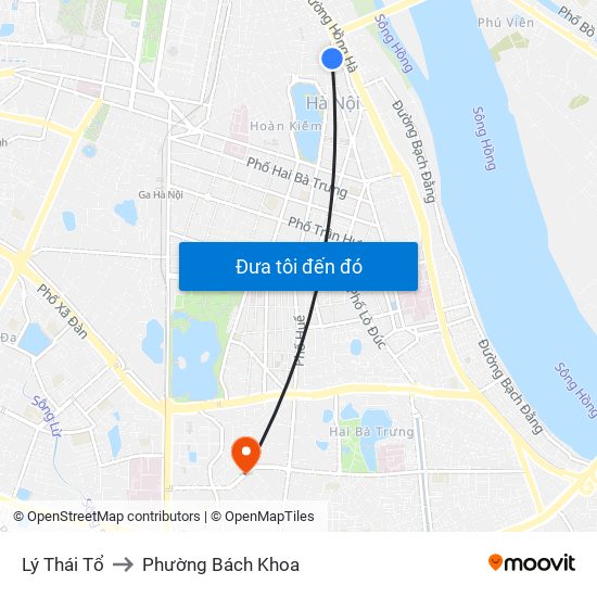 Lý Thái Tổ to Phường Bách Khoa map