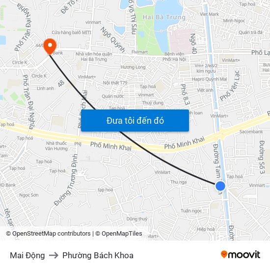 Mai Động to Phường Bách Khoa map