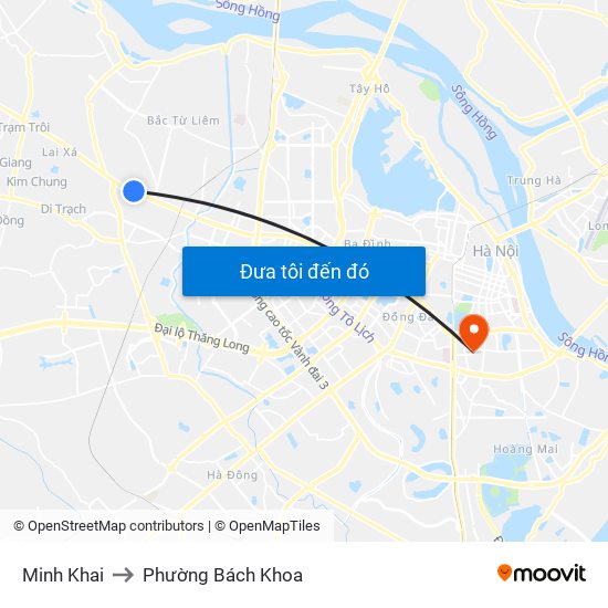 Minh Khai to Phường Bách Khoa map