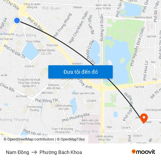 Nam Đồng to Phường Bách Khoa map