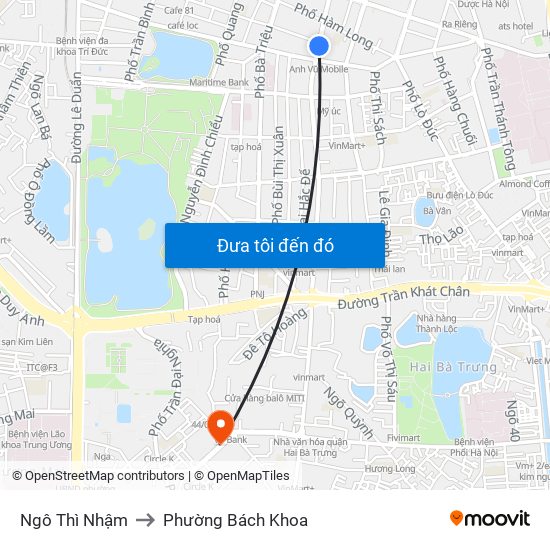 Ngô Thì Nhậm to Phường Bách Khoa map