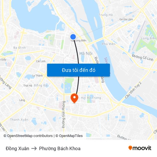 Đồng Xuân to Phường Bách Khoa map