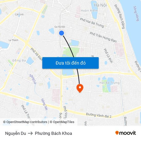 Nguyễn Du to Phường Bách Khoa map