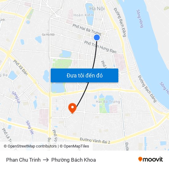 Phan Chu Trinh to Phường Bách Khoa map