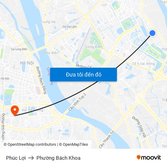 Phúc Lợi to Phường Bách Khoa map