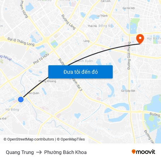 Quang Trung to Phường Bách Khoa map