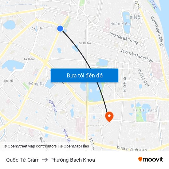 Quốc Tử Giám to Phường Bách Khoa map