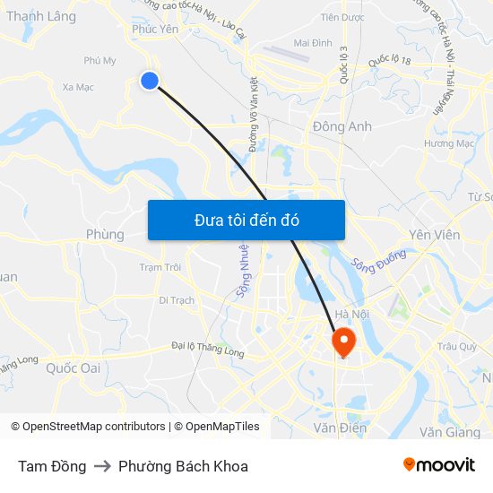 Tam Đồng to Phường Bách Khoa map