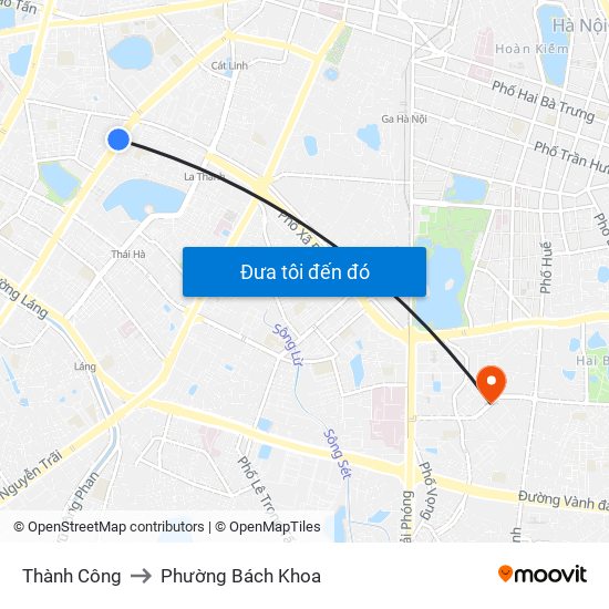 Thành Công to Phường Bách Khoa map