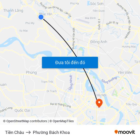 Tiền Châu to Phường Bách Khoa map