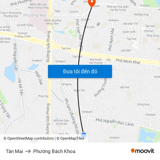 Tân Mai to Phường Bách Khoa map