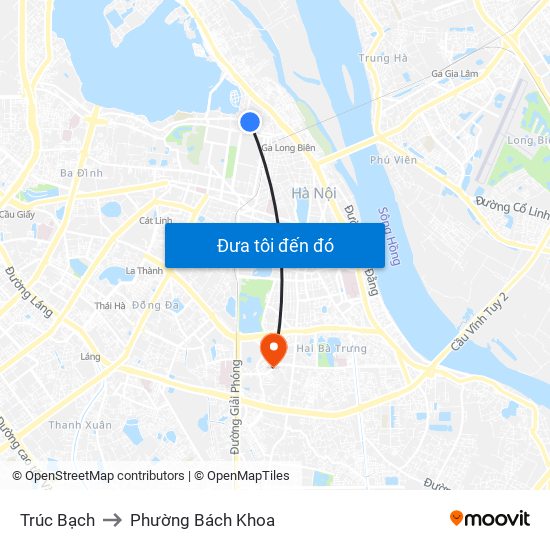 Trúc Bạch to Phường Bách Khoa map