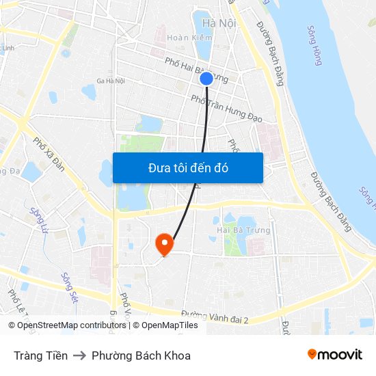 Tràng Tiền to Phường Bách Khoa map