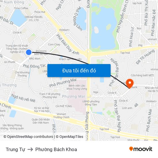 Trung Tự to Phường Bách Khoa map