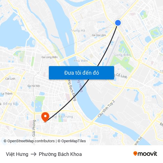 Việt Hưng to Phường Bách Khoa map